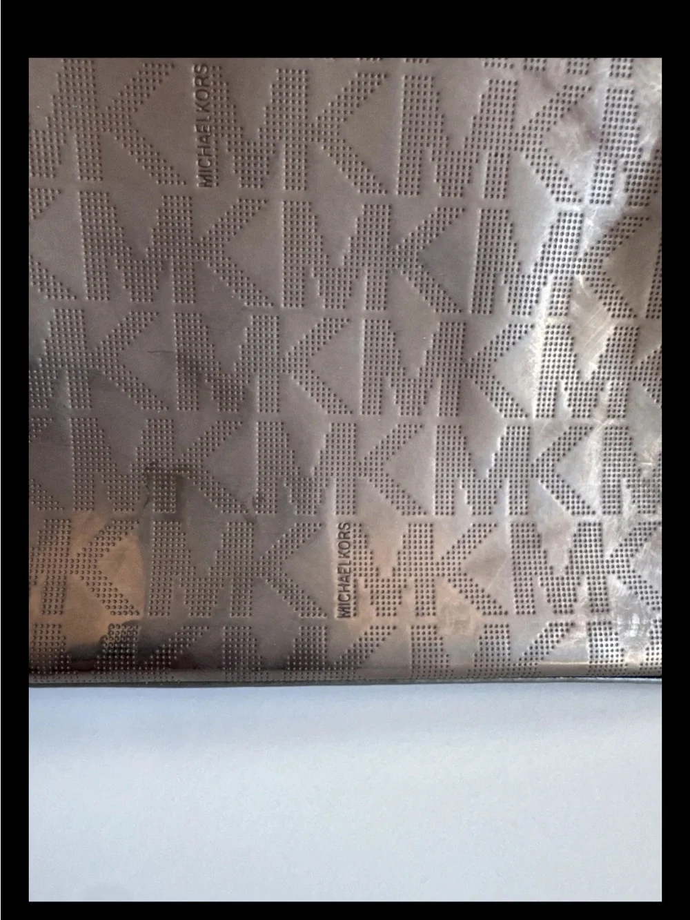 Michael Kors Metallic Nickel Monogram Jet Set Tote Bag NWT Retails $248